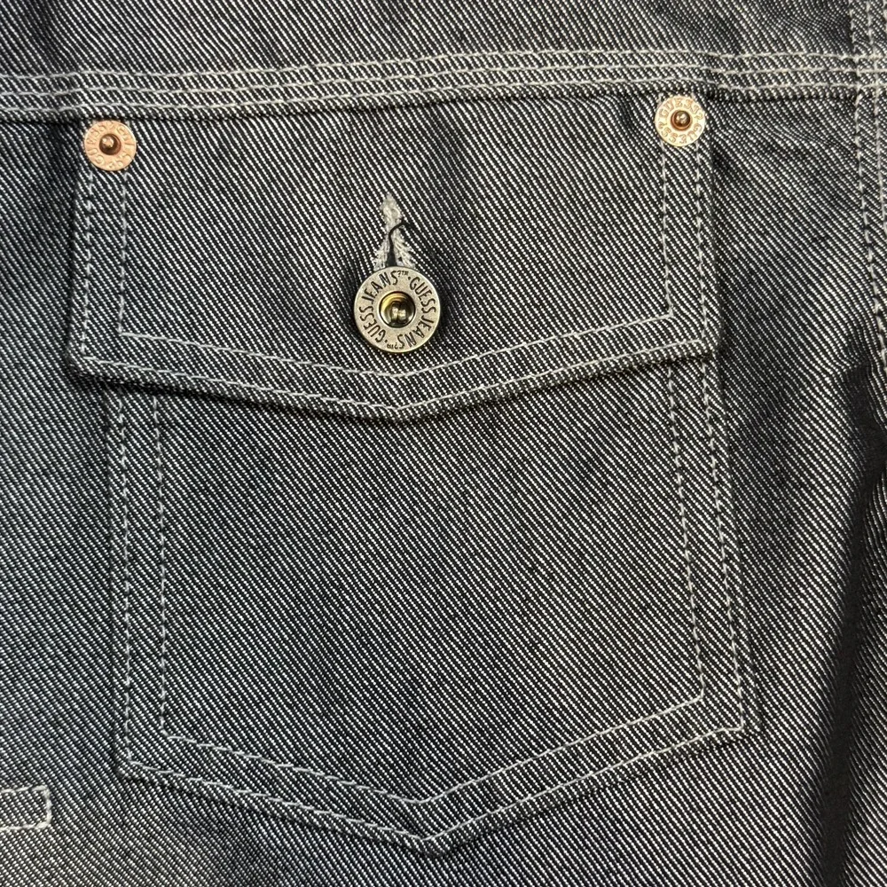 Vintage Guess Jeans Jacket Mens Medium Gray Denim Trucker Made USA Button 90s